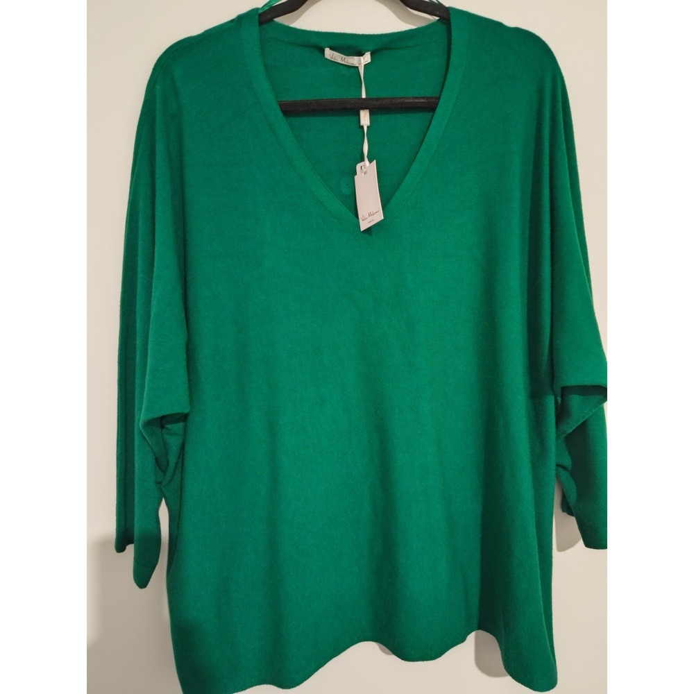 Vila Milano Green V-Neck Dolman Sleeve Button Back Knit Sweater 2X W15520-705TJ